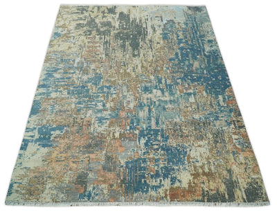 9x12 Fine Hand Knotted Brown Multicolor Modern Abstract Wool Area Rug | AGR34 - The Rug Decor