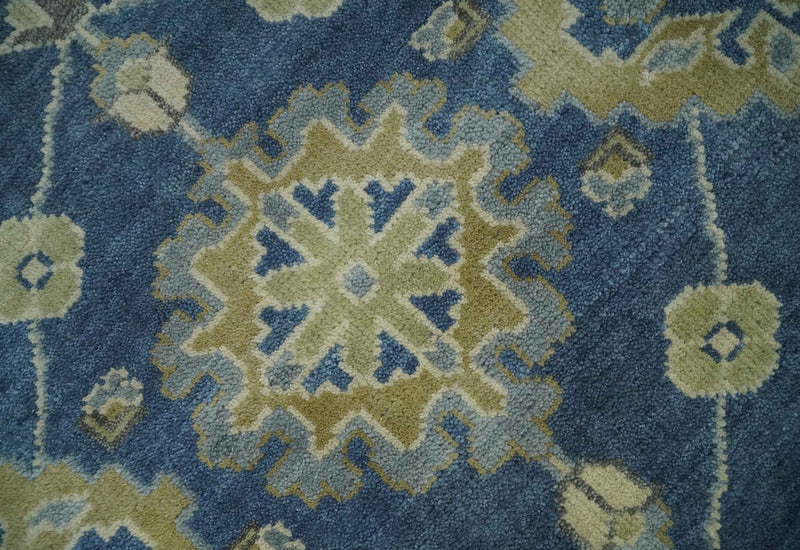 9x12 Hand Knotted Blue and Beige Traditional Oushak Wool Area Rug - The Rug Decor