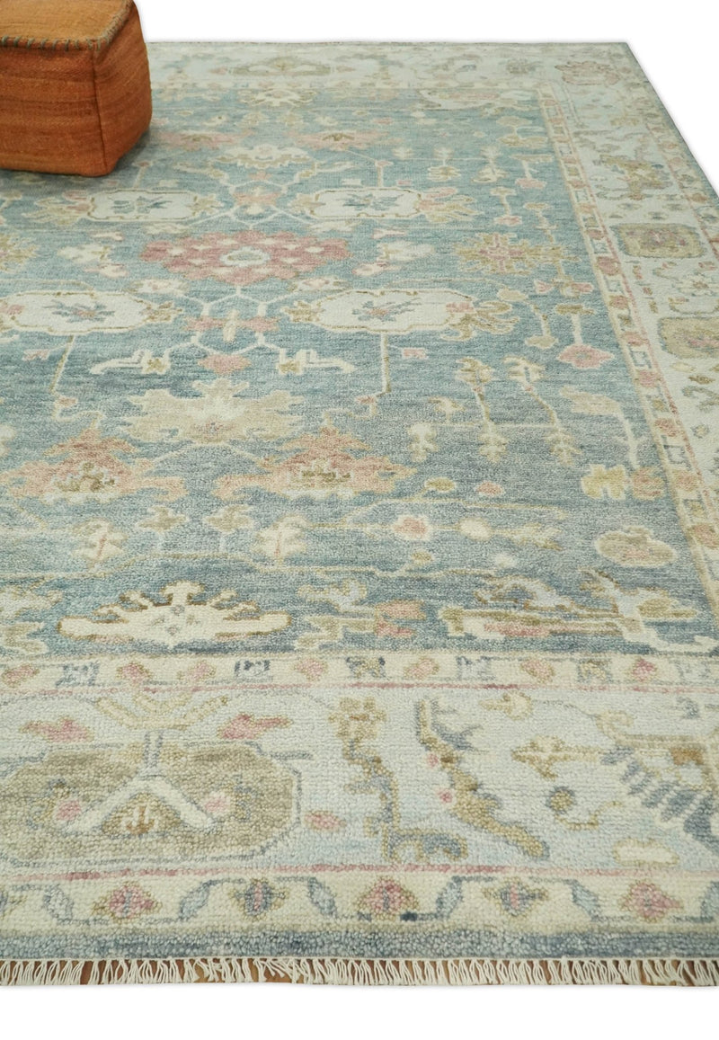 9x12 Hand Knotted Blue and Beige Traditional Vintage Persian Style Antique Wool Rug | TRDCP634912 - The Rug Decor