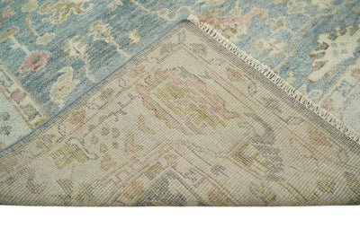 9x12 Hand Knotted Blue and Beige Traditional Vintage Persian Style Antique Wool Rug | TRDCP634912 - The Rug Decor