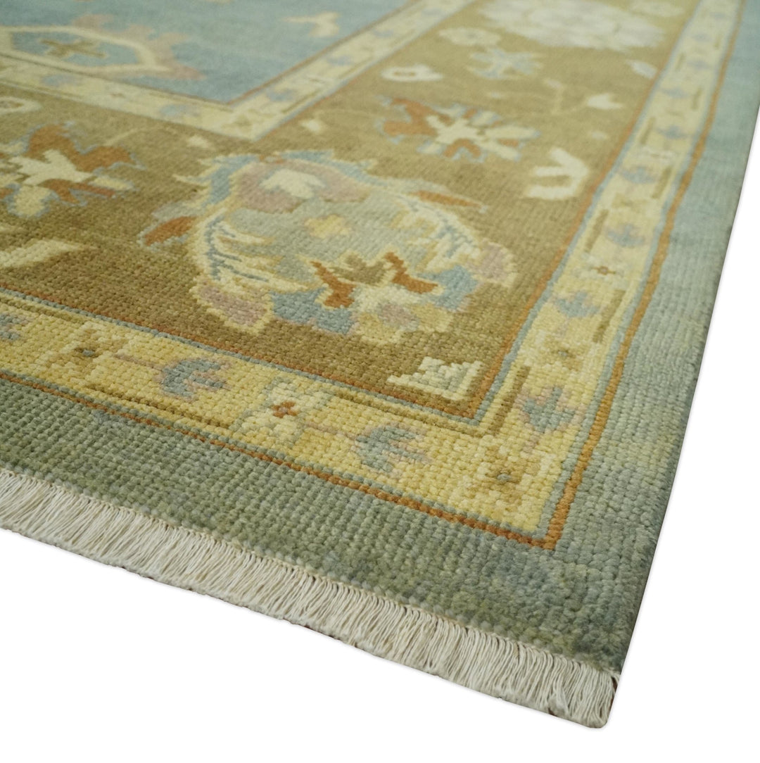 9x12 Hand Knotted Blue and Brown Traditional Antique Style Wool Area Rug - The Rug Decor