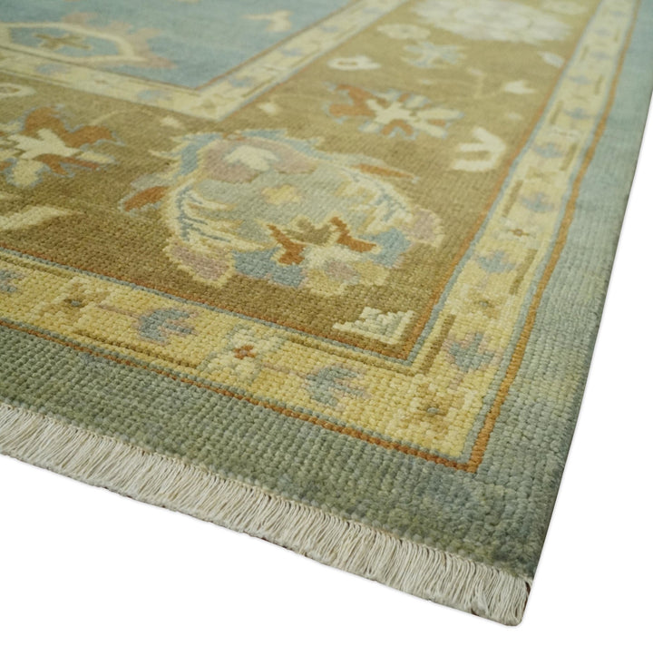 9x12 Hand Knotted Blue and Brown Traditional Antique Style Wool Area Rug - The Rug Decor