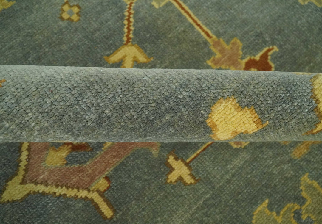 9x12 Hand Knotted Blue and Brown Traditional Antique Style Wool Area Rug - The Rug Decor