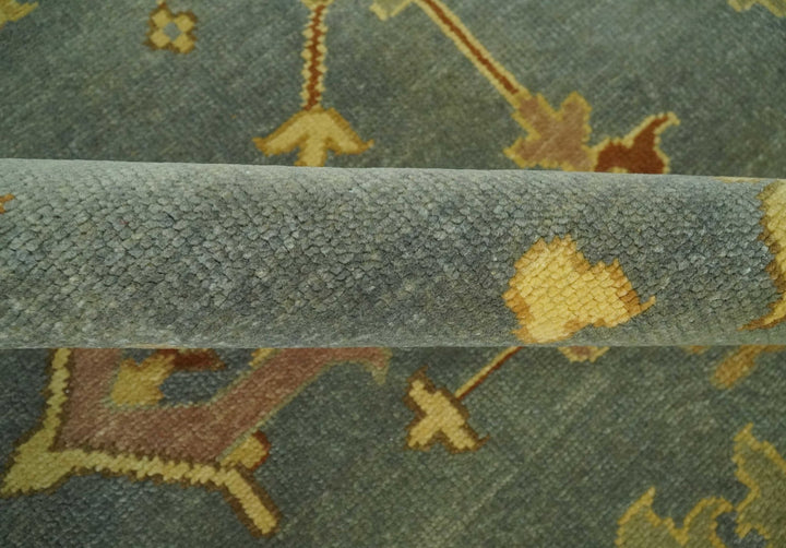 9x12 Hand Knotted Blue and Brown Traditional Antique Style Wool Area Rug - The Rug Decor