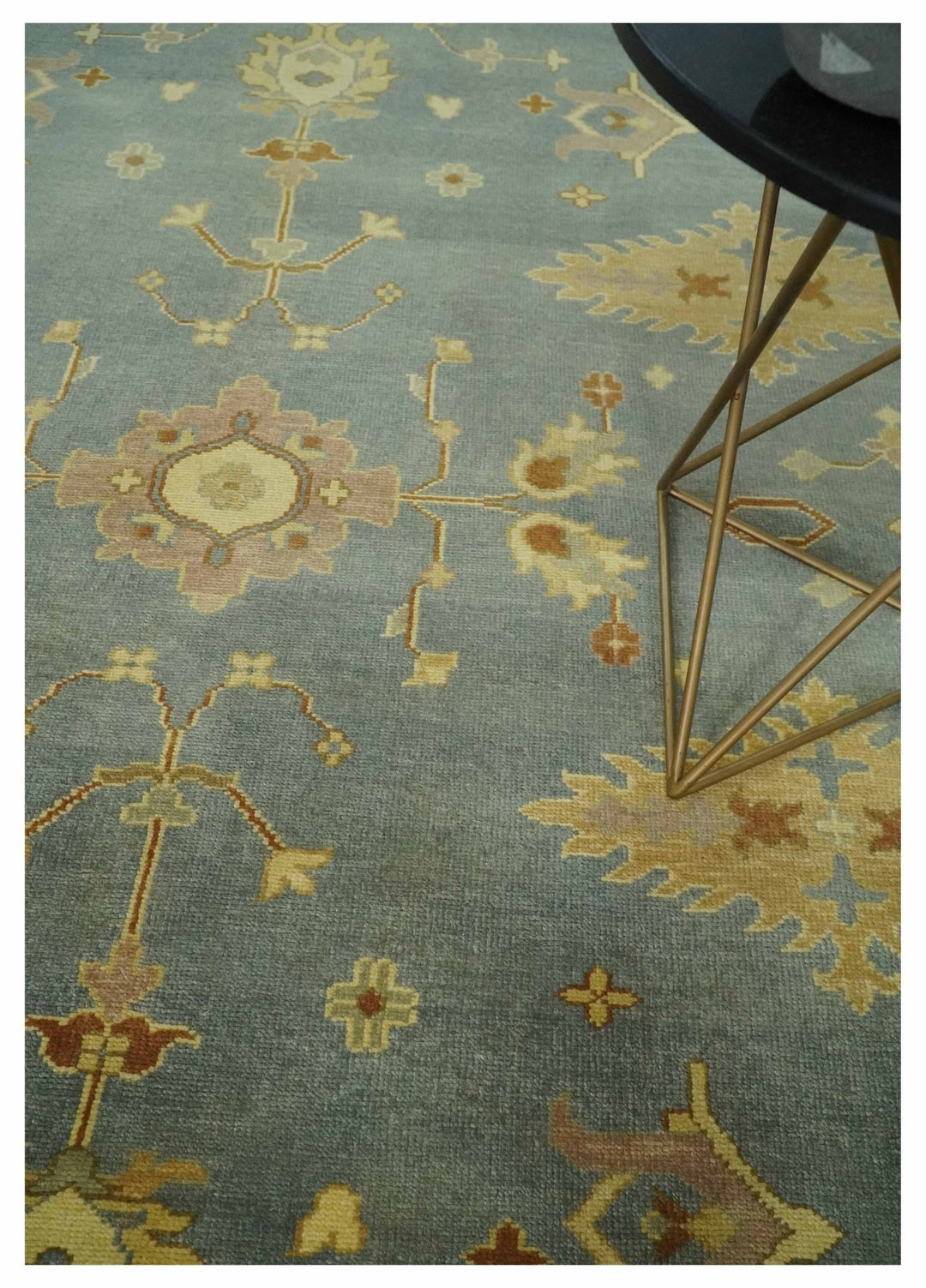 9x12 Hand Knotted Blue and Brown Traditional Antique Style Wool Area Rug - The Rug Decor