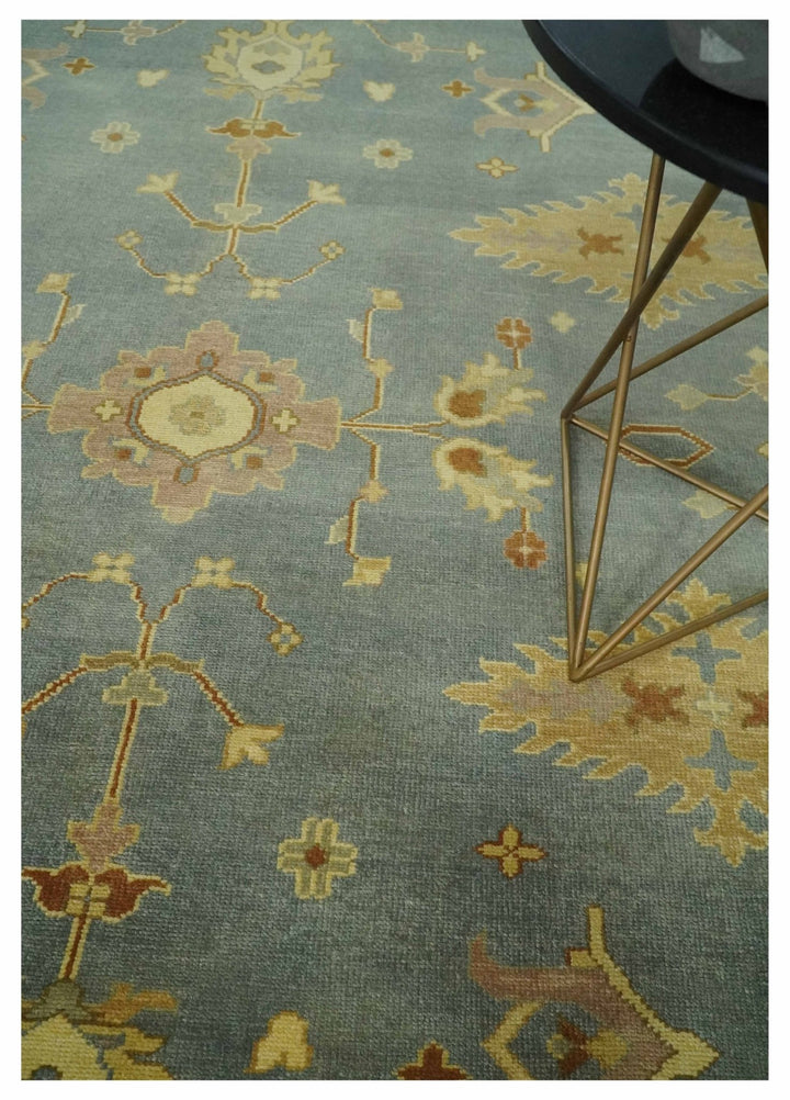 9x12 Hand Knotted Blue and Brown Traditional Antique Style Wool Area Rug - The Rug Decor