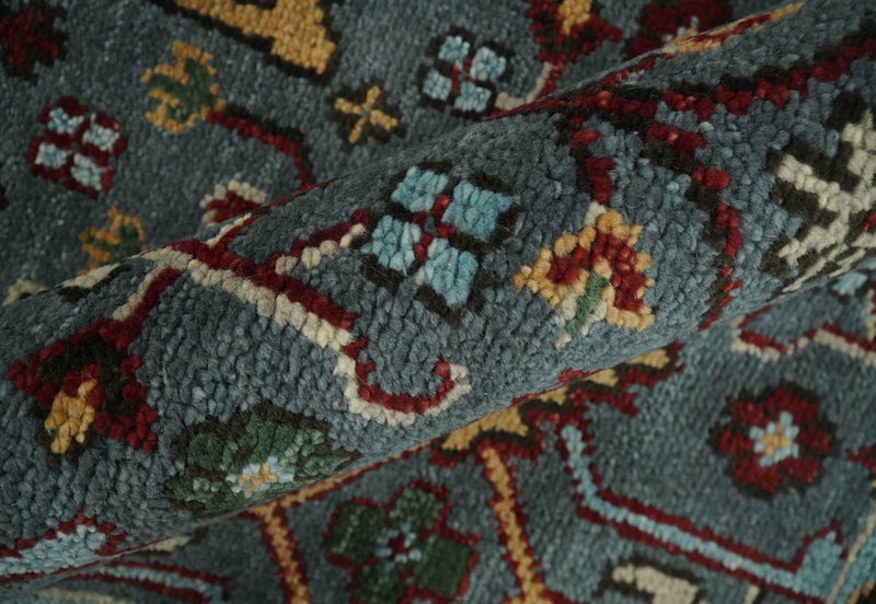9x12 Hand Knotted Blue and Rust Traditional Vintage Persian Style Antique Wool Rug | TRDCP606912 - The Rug Decor