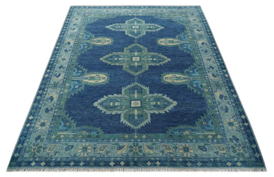 9x12 Hand Knotted Blue and Silver Traditional Wool Rug, Living Room and Bedroom Rug - The Rug Decor