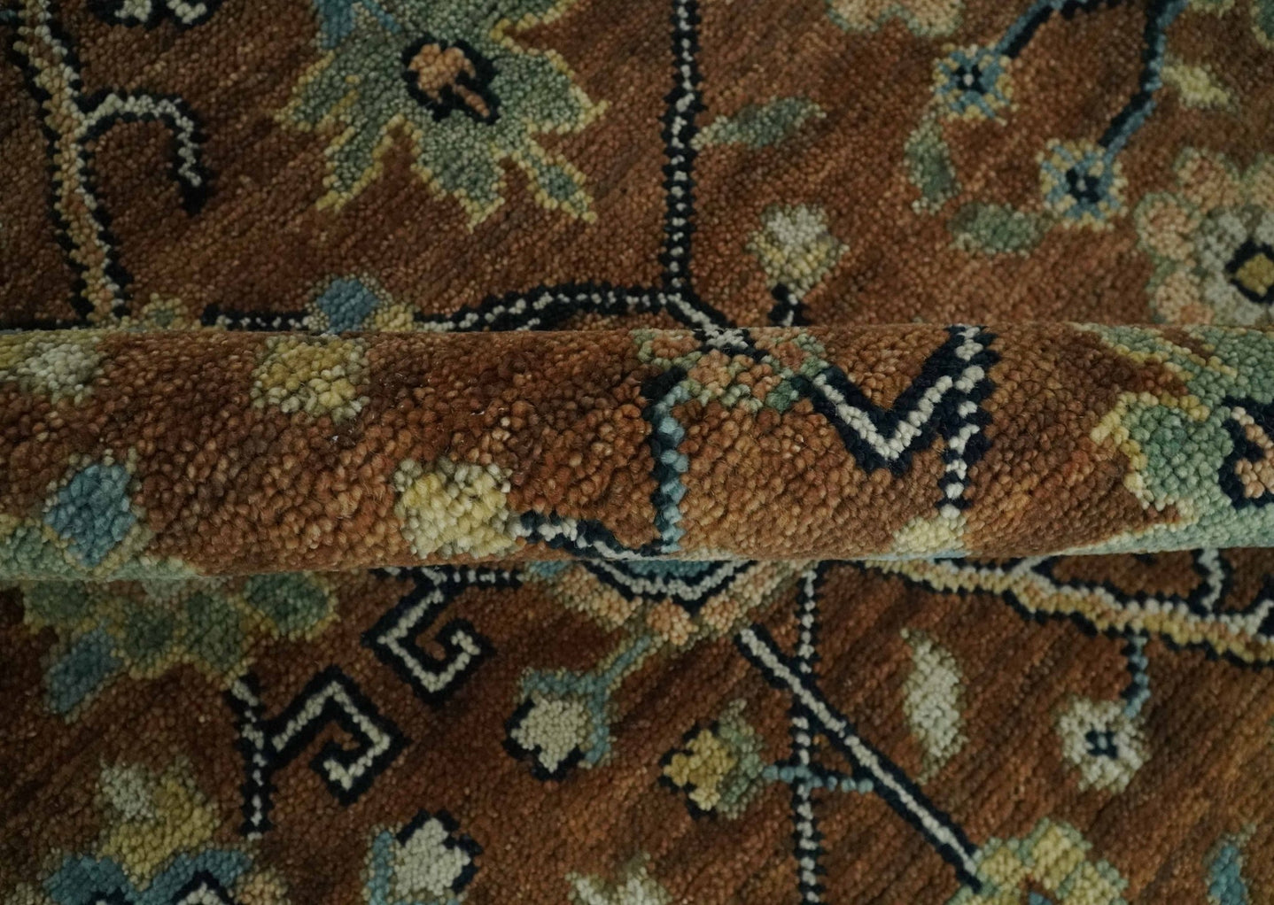 9x12 Hand Knotted Brown and Beige Traditional Floral Wool Area Rug - The Rug Decor