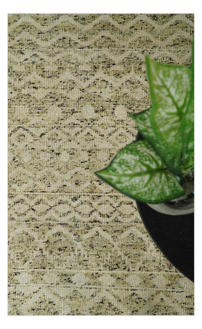 9x12 Hand Knotted Camel and Olive Modern Contemporary Southwestern Tribal Trellis Recycled Silk Area Rug | OP17 - The Rug Decor