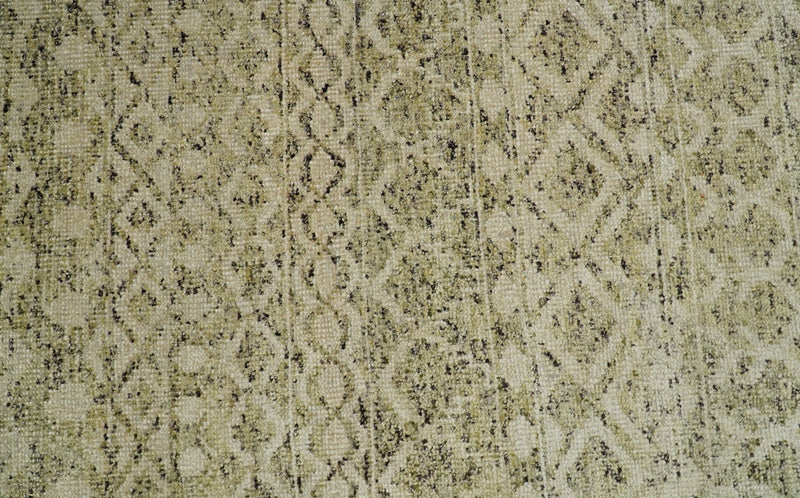 9x12 Hand Knotted Camel and Olive Modern Contemporary Southwestern Tribal Trellis Recycled Silk Area Rug | OP17 - The Rug Decor