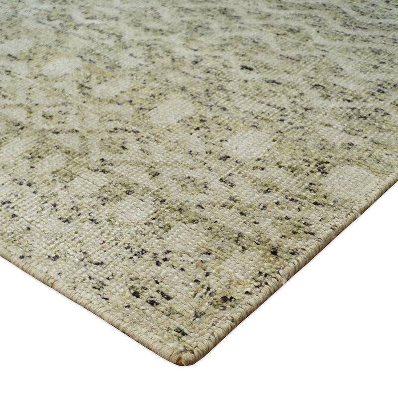 9x12 Hand Knotted Camel and Olive Modern Contemporary Southwestern Tribal Trellis Recycled Silk Area Rug | OP17 - The Rug Decor