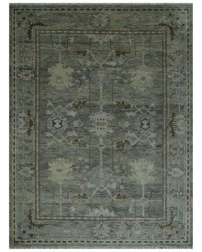9x12 Hand Knotted Gray and Brown Oriental Oushak Traditional Wool Area Rug - The Rug Decor