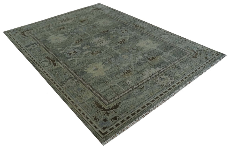 9x12 Hand Knotted Gray and Brown Oriental Oushak Traditional Wool Area Rug - The Rug Decor