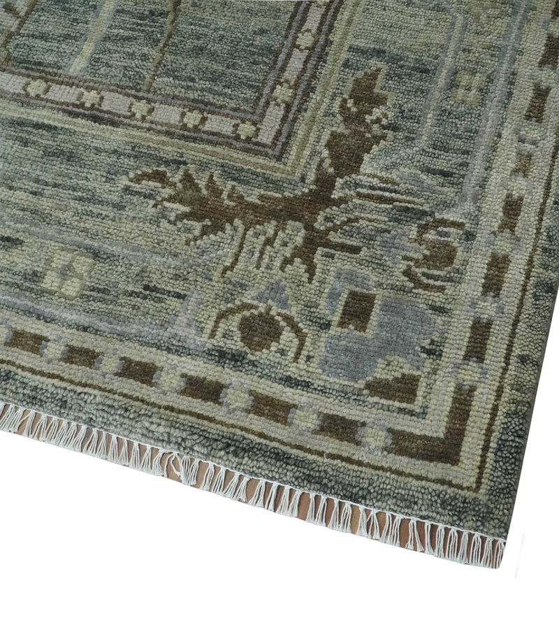 9x12 Hand Knotted Gray and Brown Oriental Oushak Traditional Wool Area Rug - The Rug Decor