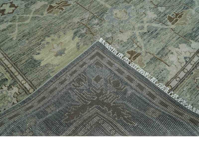 9x12 Hand Knotted Gray and Brown Oriental Oushak Traditional Wool Area Rug - The Rug Decor