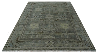 9x12 Hand Knotted Gray and Brown Oriental Oushak Traditional Wool Area Rug - The Rug Decor