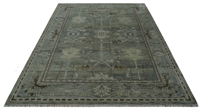 9x12 Hand Knotted Gray and Brown Oriental Oushak Traditional Wool Area Rug - The Rug Decor