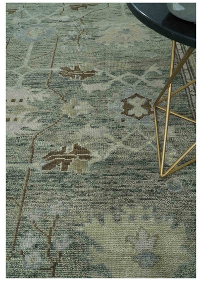 9x12 Hand Knotted Gray and Brown Oriental Oushak Traditional Wool Area Rug - The Rug Decor