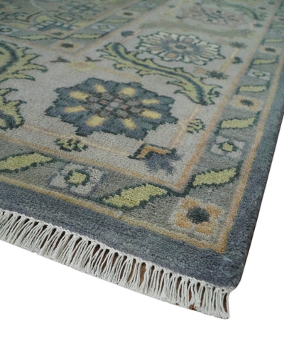 9x12 Hand Knotted Gray, Charcoal and Olive Traditional Wool Rug - The Rug Decor