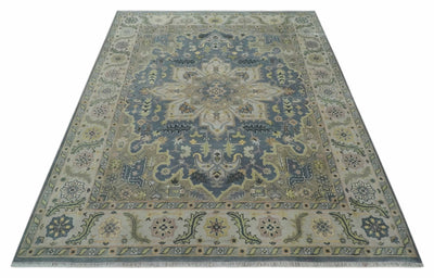 9x12 Hand Knotted Gray, Charcoal and Olive Traditional Wool Rug - The Rug Decor