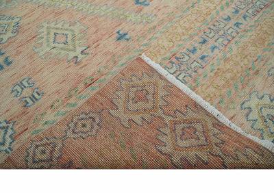 9x12 Hand Knotted Heriz Serapi Peach, Beige and Blue Area Rug - The Rug Decor