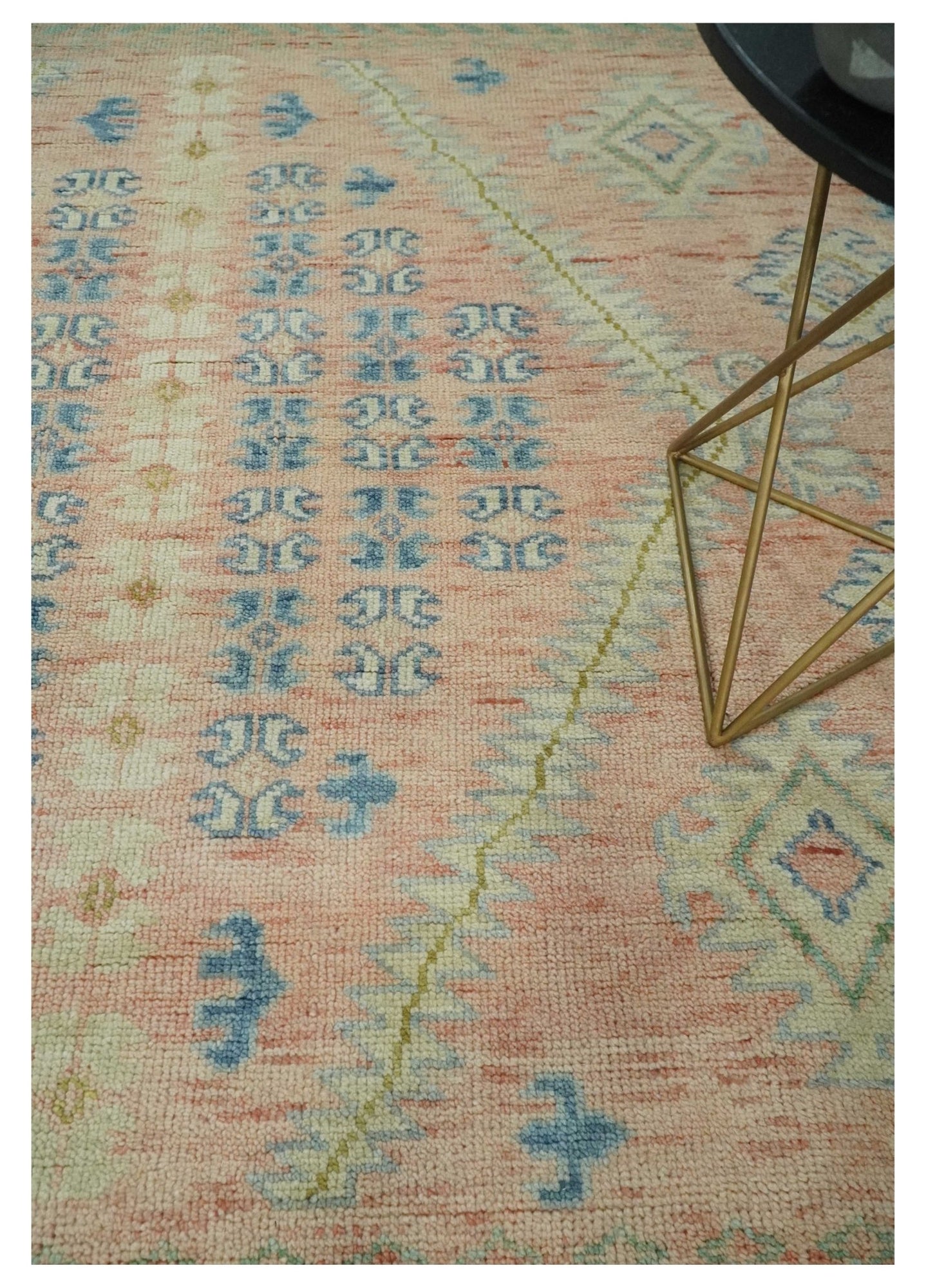 9x12 Hand Knotted Heriz Serapi Peach, Beige and Blue Area Rug - The Rug Decor