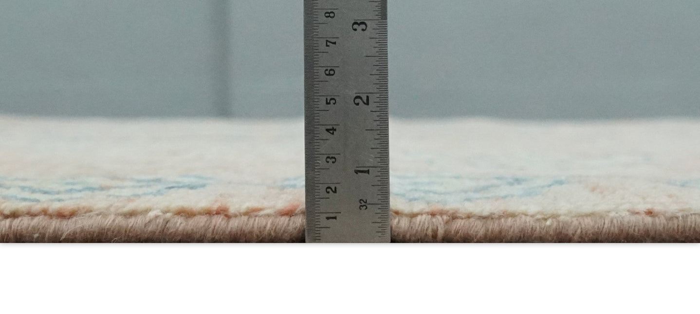 9x12 Hand Knotted Heriz Serapi Peach, Beige and Blue Area Rug - The Rug Decor