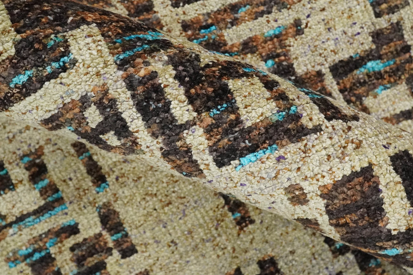 9x12 Hand Knotted Ivory and Brown Modern Abstract Contemporary Recycled Silk Area Rug | OP12 - The Rug Decor