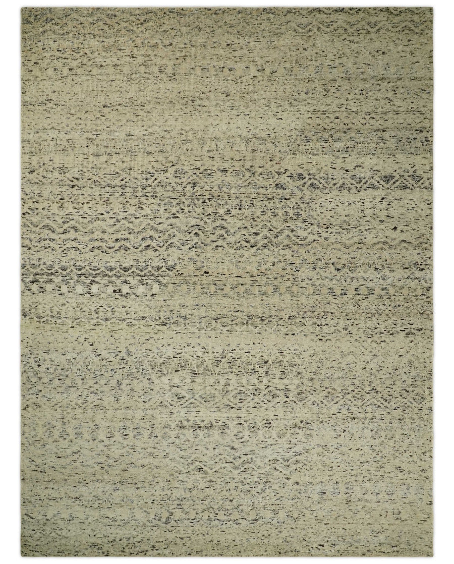 9x12 Hand Knotted Ivory, Gray and Brown Modern Contemporary Southwestern Tribal Trellis Recycled Silk Area Rug | OP23 - The Rug Decor