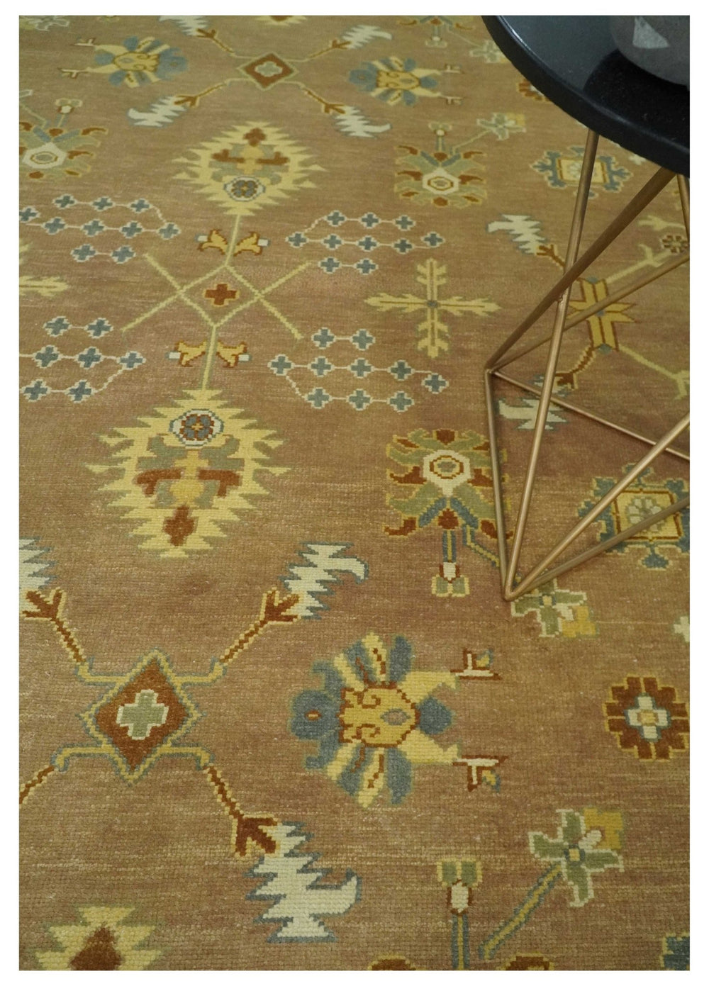 9x12 Hand Knotted Light Rust and Blue Traditional Wool Area Rug, Kids, Living Room and Bedroom Rug | AC38912 - The Rug Decor