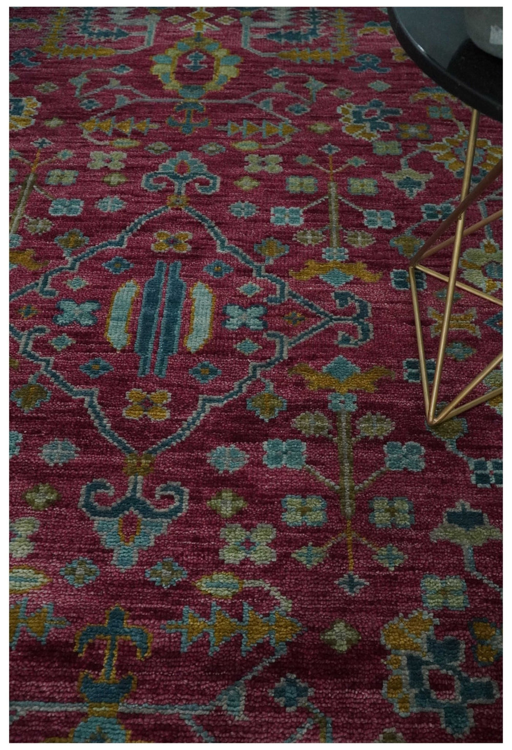 9x12 Hand Knotted Maroon and Gold Heriz Serapi Traditional Antique Style Wool Area Rug | TRDCP1603912S - The Rug Decor