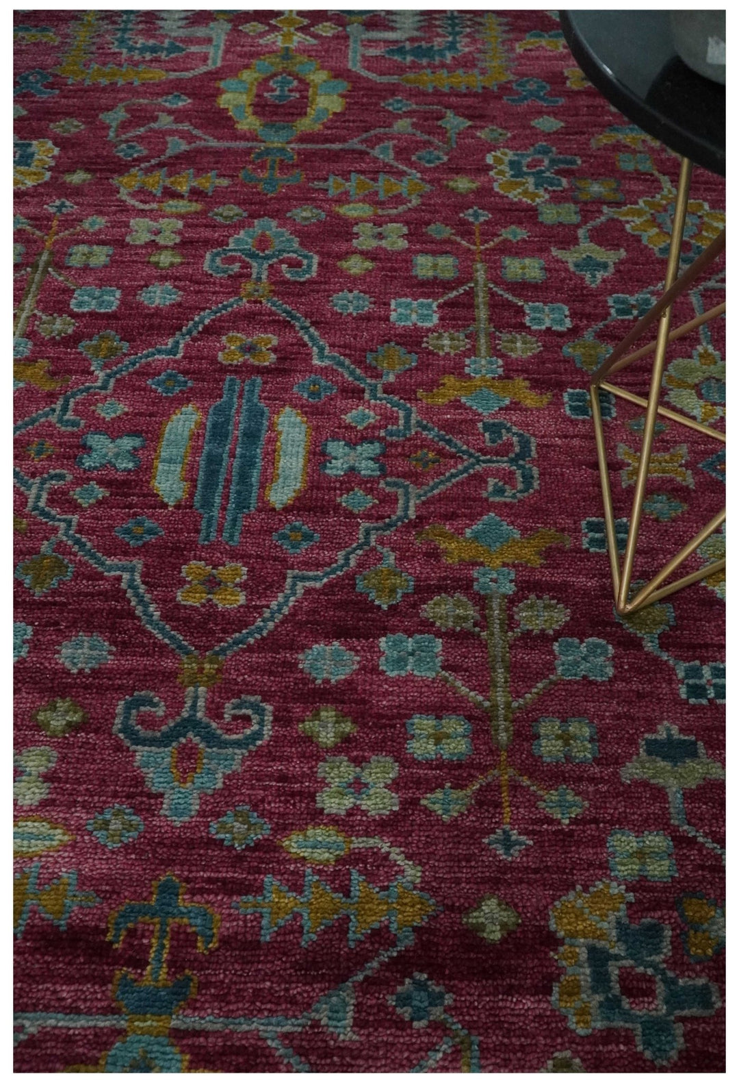 9x12 Hand Knotted Maroon and Gold Heriz Serapi Traditional Antique Style Wool Area Rug | TRDCP1603912S - The Rug Decor
