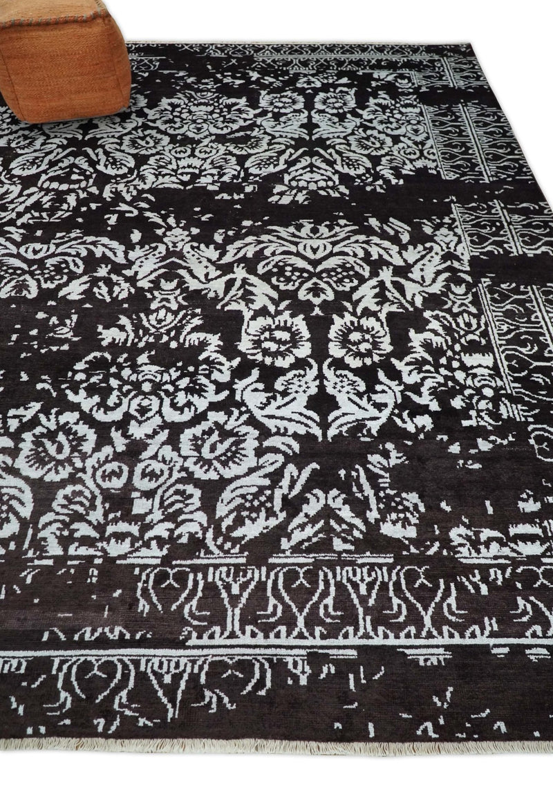 9x12 Hand knotted Maroon and White Traditional Abstract Vibrant Wool Area Rug | TRDCP484912 - The Rug Decor