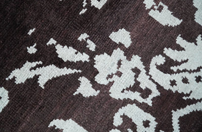 9x12 Hand knotted Maroon and White Traditional Abstract Vibrant Wool Area Rug | TRDCP484912 - The Rug Decor