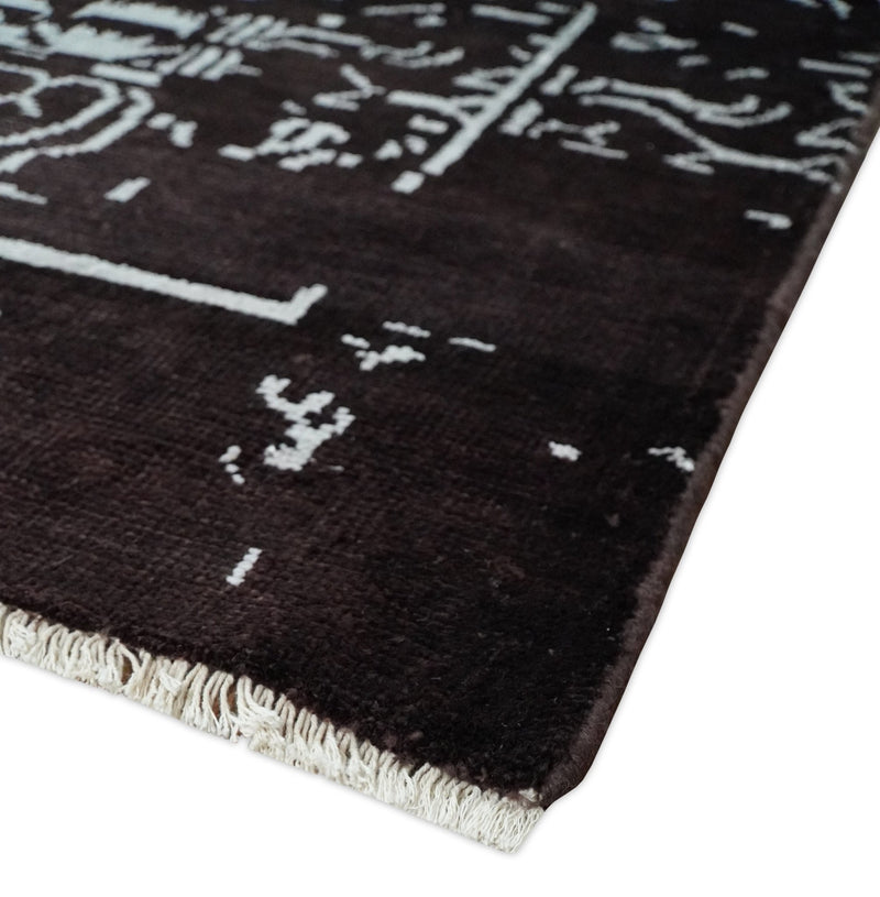9x12 Hand knotted Maroon and White Traditional Abstract Vibrant Wool Area Rug | TRDCP484912 - The Rug Decor