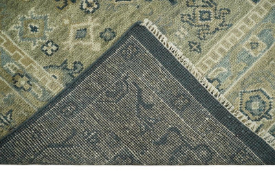 9x12 Hand Knotted Medallion Beige, Blue and Camel Traditional Vitnage Persian Rug | TRDCP698912 - The Rug Decor