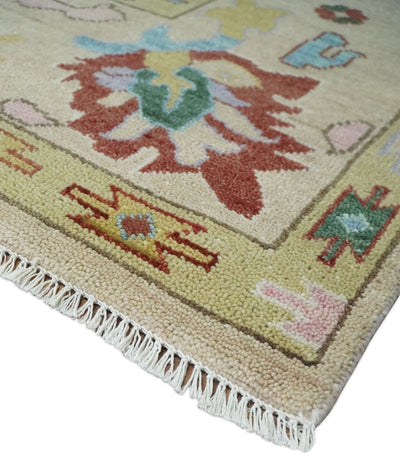 9x12 Hand Knotted Modern Oushak Camel and Beige Traditional Persian Wool Area Rug | TRDCP981912 - The Rug Decor