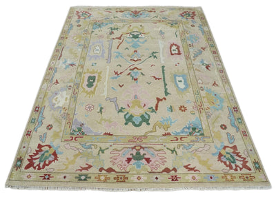 9x12 Hand Knotted Modern Oushak Camel and Beige Traditional Persian Wool Area Rug | TRDCP981912 - The Rug Decor