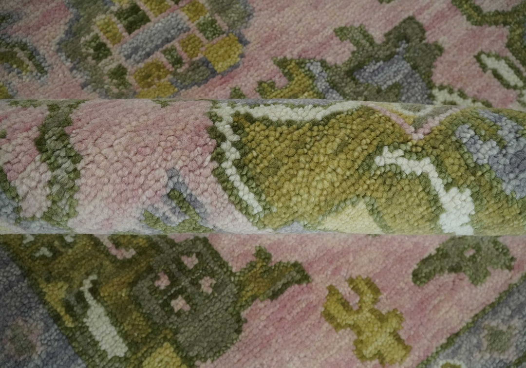 9x12 Hand Knotted Peach, Ivory and Olive Traditional Antique Style Wool Area Rug - The Rug Decor