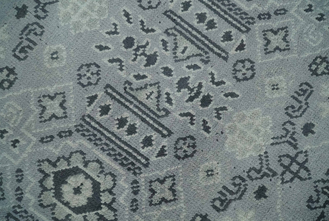 9x12 Hand Knotted Silver, Ivory and Charcoal Traditional Antique Style Wool Rug - The Rug Decor