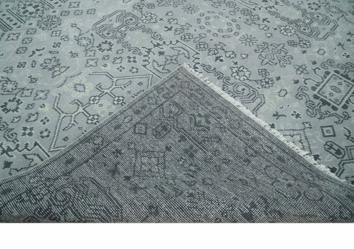 9x12 Hand Knotted Silver, Ivory and Charcoal Traditional Antique Style Wool Rug - The Rug Decor