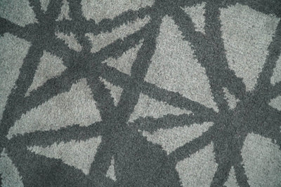9x12 Hand Knotted Woolen Geometrical Contemporary Silver and Gray Modern Area Rug | TRDCP642912 - The Rug Decor