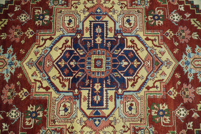 9x12 Rust and Blue Hand Knotted Traditional Antique Persian Design Wool Rug | TRDCP416912 - The Rug Decor