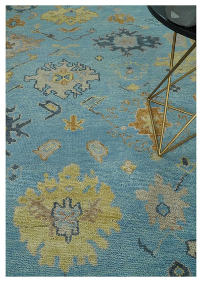 9x12 Wool Traditional Persian Blue and Beige Hand knotted Oushak Area Rug | TRDCP1094912 - The Rug Decor