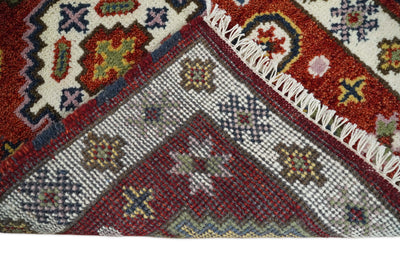Small 2x3 Red and Ivory Wool Hand Knotted traditional Persian Vintage Antique Southwestern Kazak | TRDCP18323