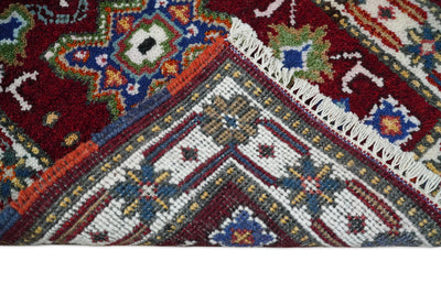 2x3 Red and Ivory Wool Hand Knotted traditional Persian Vintage Antique Southwestern Kazak | TRDCP28623