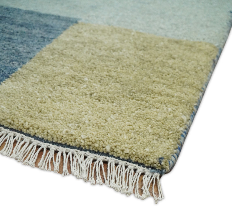 3x5 Blue Wool Hand Knotted traditional Vintage Antique Southwestern Gabbeh, Entryway rug | TRDCP37435