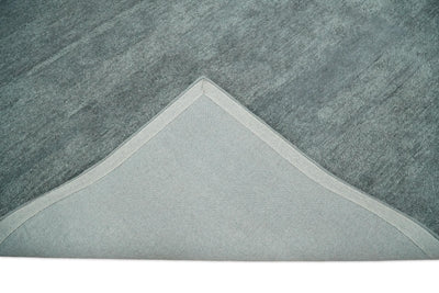 8x10 Solid Plain Gray Silver Hand Tufted Modern Scandinavian Wool Area Rug | SOL4