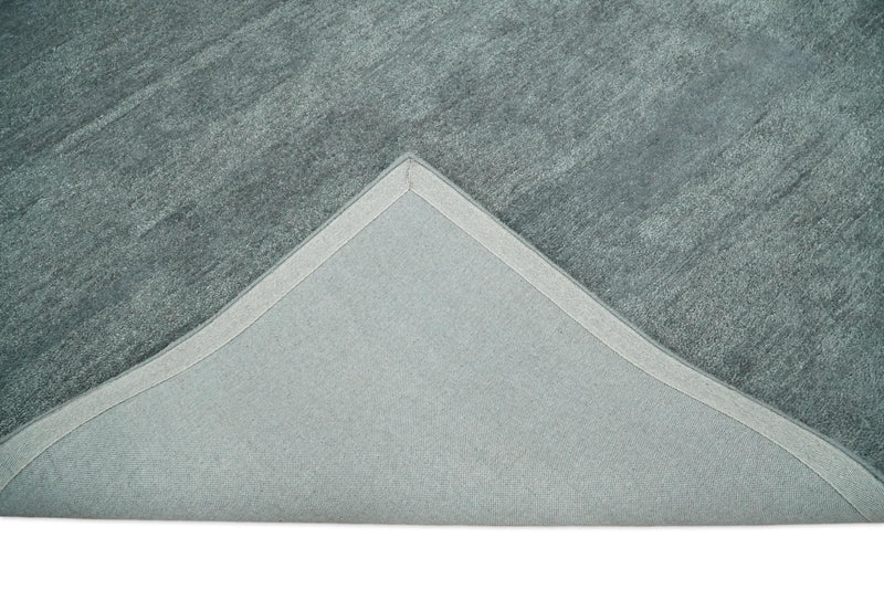 8x10 Solid Plain Gray Silver Hand Tufted Modern Scandinavian Wool Area Rug | SOL4